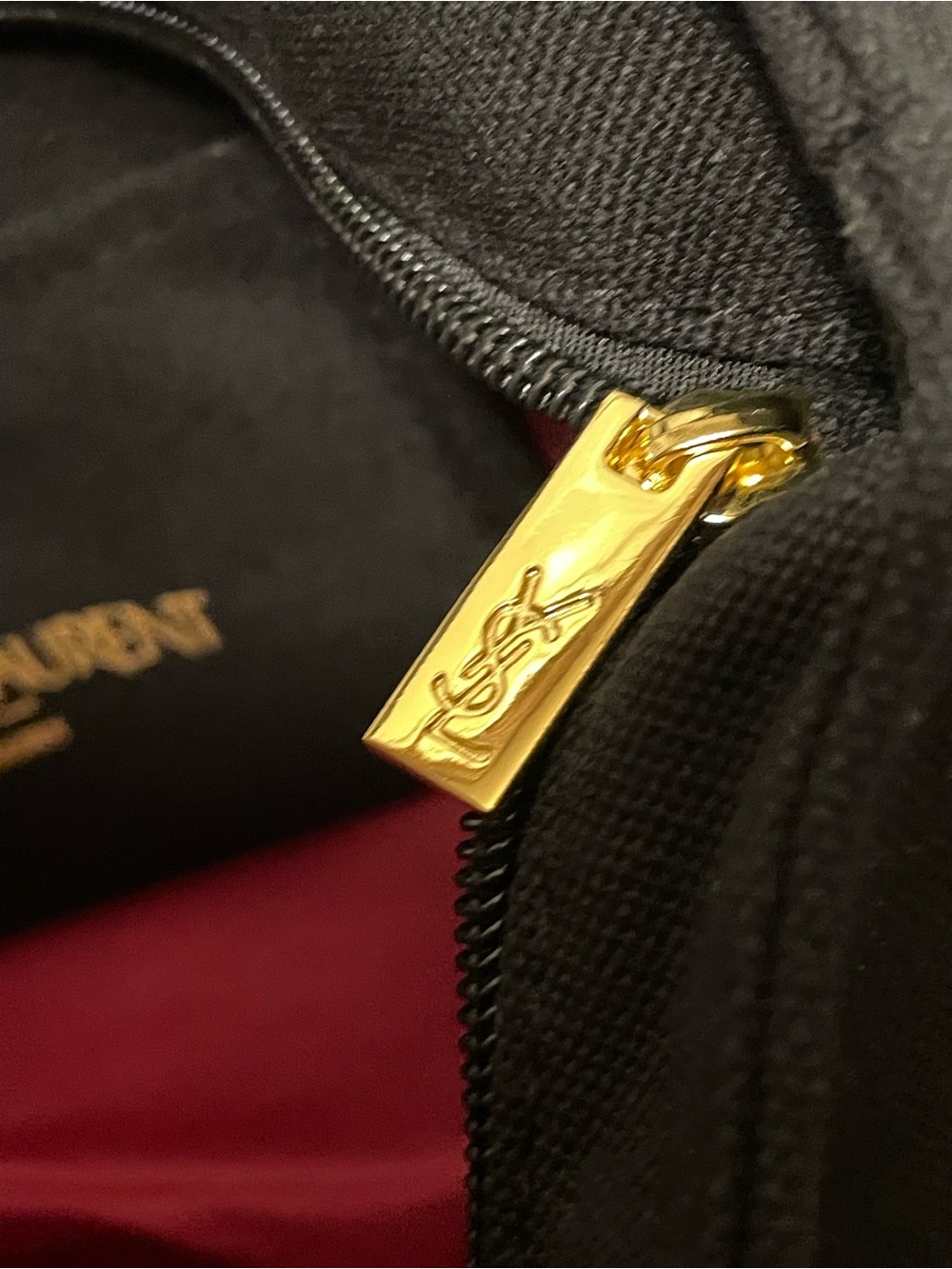 YSL design Black Canvas Tote Bag with Gold embroidered Logo - Picture 7 of 7